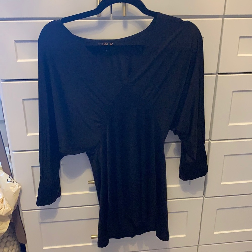 La Rok Black 3/4 Sleeve shirt with gold buttons size small